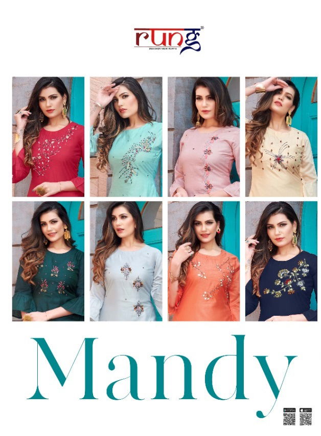 RUNG MANDY Ethnic Daily Wear Heavy Modal Silk With Handwork  Latest Designer Kurtis Collection